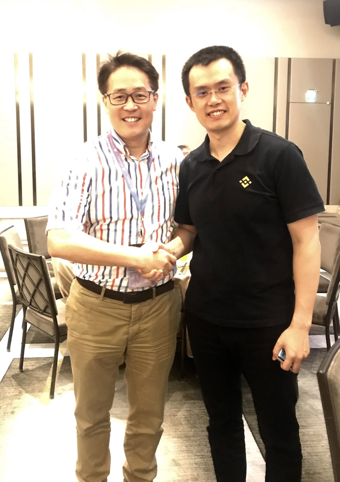 CZ Changpeng Zhao Binance Founder meeting Tony Tong HKBA
